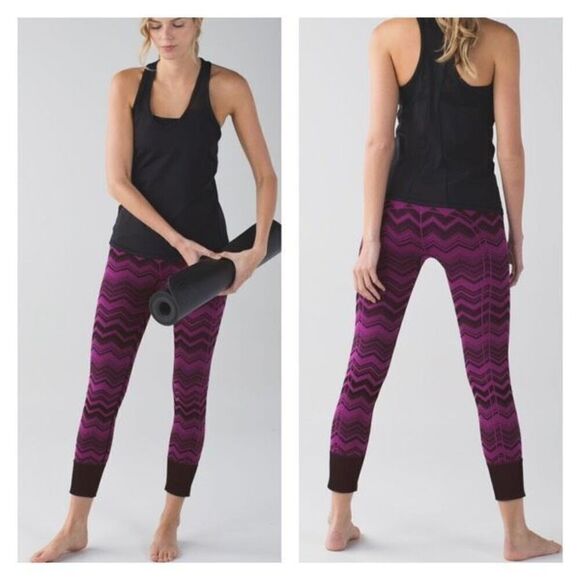 Lululemon Ebb To Street Pant Leggings Tight Heathered Regal Plum Size  6 Chevron - Picture 1 of 11